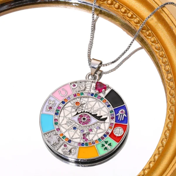 Colgante de lujo Joya DIY con circonita cúbica multicolor esmaltada, dijes griegos de mal de ojo para mujer, hechos a mano, joyería turca.