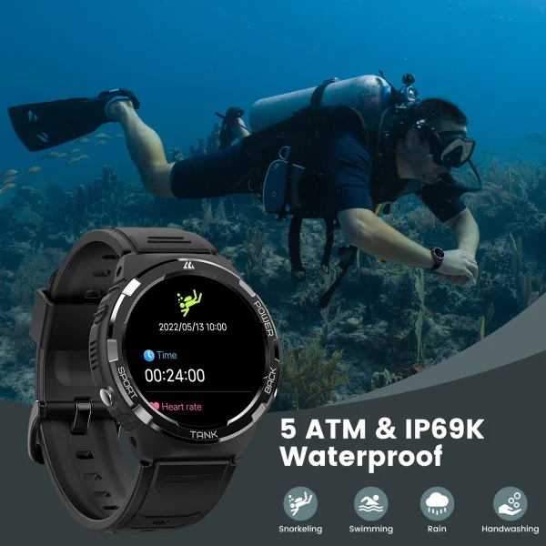 Reloj inteligente militar KOSPET TANK S1 2025 Original para hombres y mujeres AMOLED IP69K 5ATM resistente al agua 60 días de batería de largo llamada Bluetooth