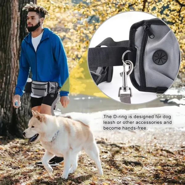 Bolsa para caminar para entrenamiento de perros, bolsa para golosinas de manos libres, riñonera para correr, tren para cachorros, alimentador de aperitivos, cuencos de bolsillo para perros, bolsas para tazas de agua