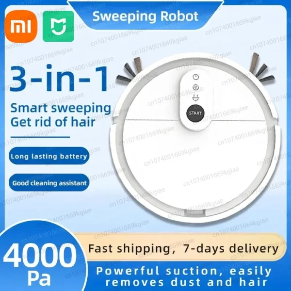 Xiaomi MIJIA-Robot de barrido inteligente 3 en 1, máquina de limpieza del hogar de 4000Pa, máquina de limpieza de pelo de mascotas, barrer y fregar alfombras de suelo
