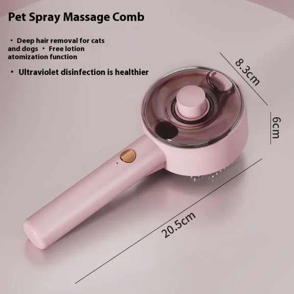 Peine para mascotas, peine de masaje en aerosol, peine para gatos, peine para perros, peine para quitar el pelo flotante, peine para depilación con un clic, peine para pulgas, limpieza para mascotas