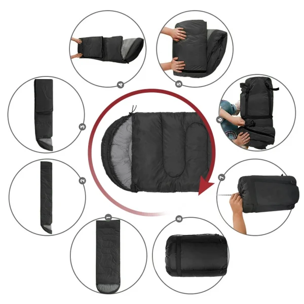Saco de dormir para acampar, ligero, 4 estaciones, sobre cálido, mochilero, momia al aire libre, saco de dormir de invierno de algodón