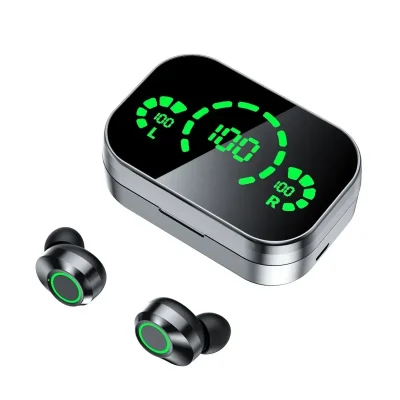 Auriculares inalámbricos Bluetooth con batería de larga duración, caja de almacenamiento con espejo YD03, manos libres, Bluetooth, manos libres, teléfono