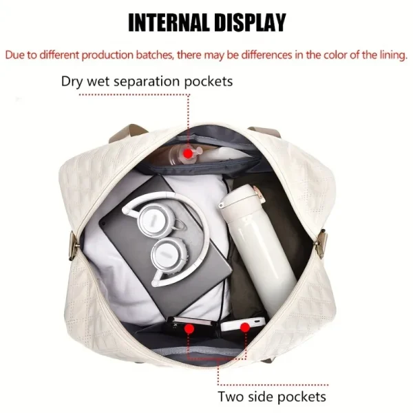 Bolsa de lona de lujo: elegante y duradera con divisor impermeable, separación húmeda/seca y prácticas bolsillos laterales