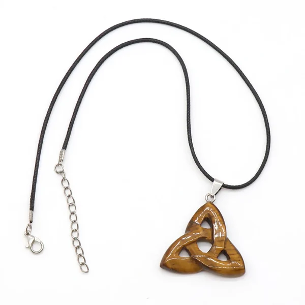 Colgante de piedra Natural nudo celta irlandés amuleto de cristal de ojo de tigre para fabricación de joyería  dijes collar accesorios 34mm