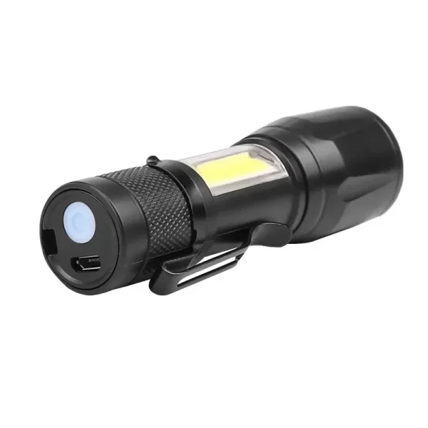 Mini linterna LED COB + XPE, linterna portátil con carga USB, linterna de Camping con luz de enfoque con zoom, linterna táctica con Clip para bolígrafo