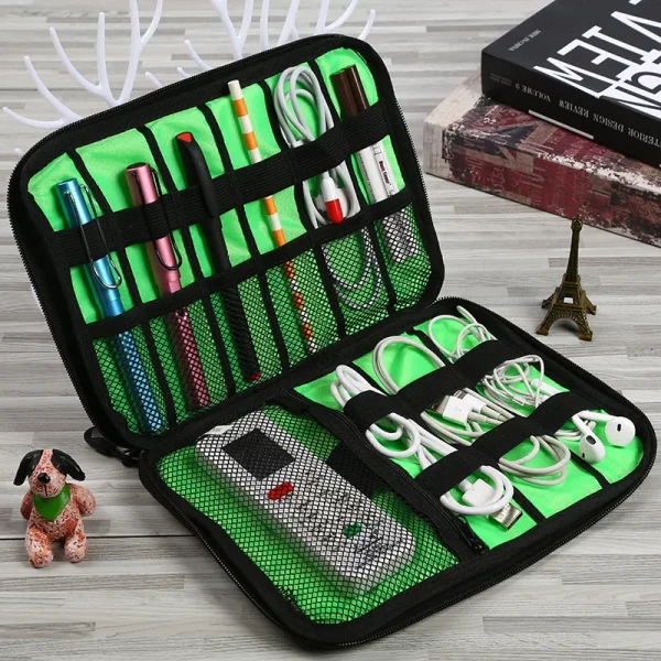 Kit de viaje al aire libre, bolsa porta cables de nailon impermeable, accesorios electrónicos, estuche de almacenamiento para unidad USB, bolsa organizadora para acampar y senderismo