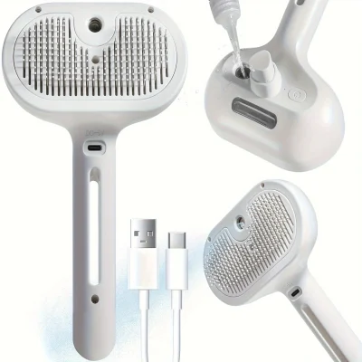 Peine para el pelo en aerosol para mascotas, cepillo de limpieza para quitar el pelo de mascotas, accesorios para el cuidado de gatos y perros, herramientas, peine humidificador de niebla de agua para desmastar